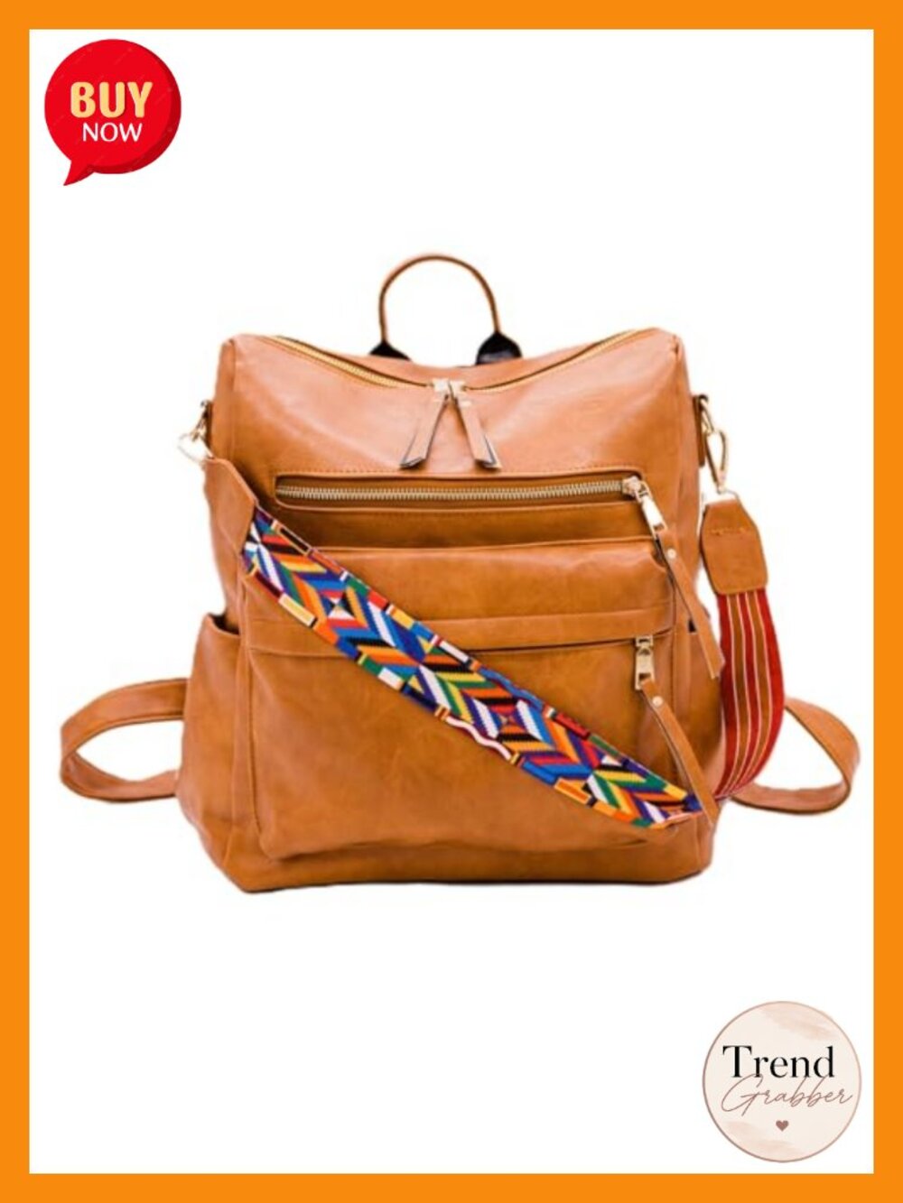 Convertible Vegan Leather Backpack Purse for Women, Removable Strap, Laptop